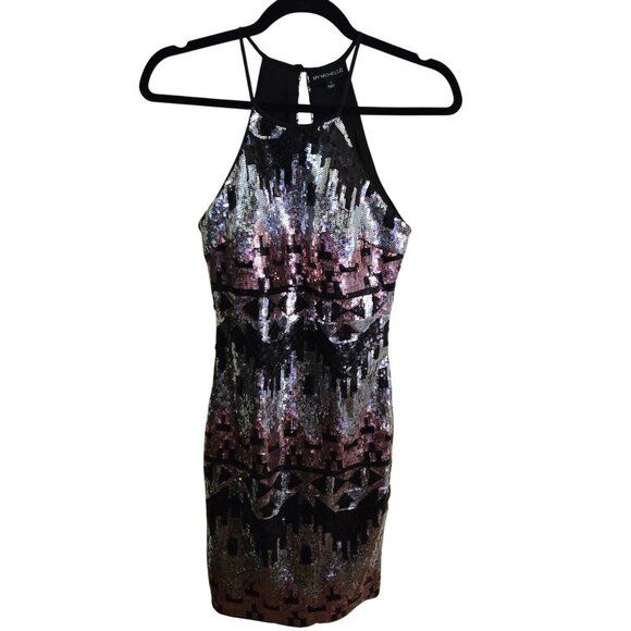 My Michelle Tribal Multi Colored Fully Sequined Cocktail Party Dress Size 1/XS - Picture 2 of 7